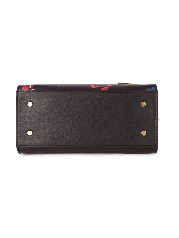 Black_Premium_Quality_Vegan_Leather_Flower_Print_Handbag_For_Women