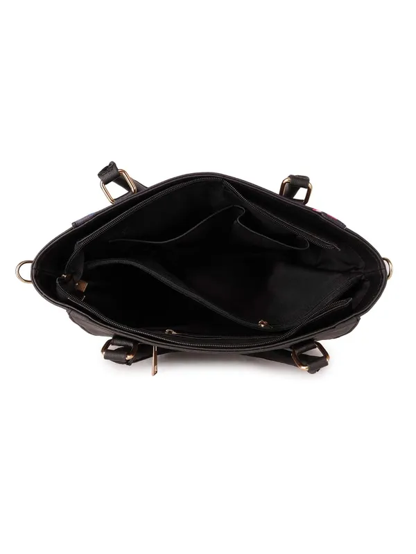 Black_Premium_Quality_Vegan_Leather_Flower_Print_Handbag_For_Women