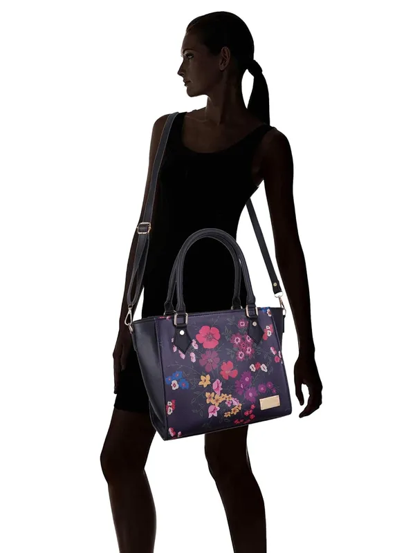 Black_Premium_Quality_Vegan_Leather_Flower_Print_Handbag_For_Women