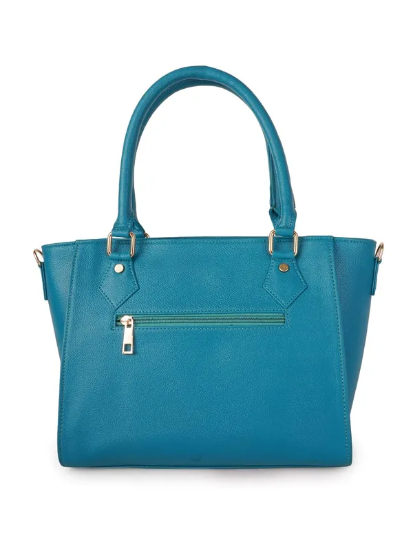 Turquoise_Premium_Quality_Vegan_Leather_Flower_Print_Handbag_(_For_Women