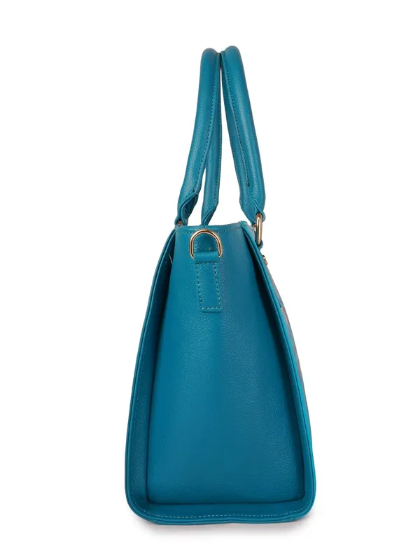Turquoise_Premium_Quality_Vegan_Leather_Flower_Print_Handbag_(_For_Women