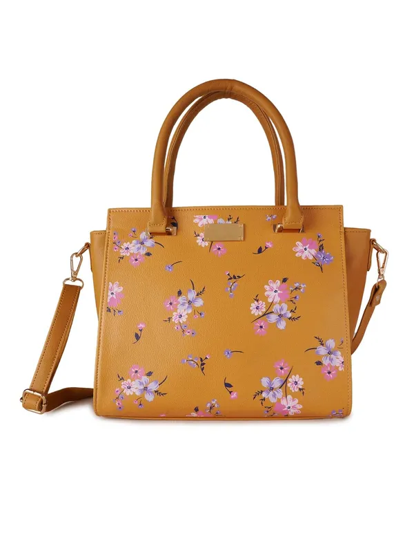 Mustard_Premium_Quality_Vegan_Leather_Flower_Print_Handbag_For_Women