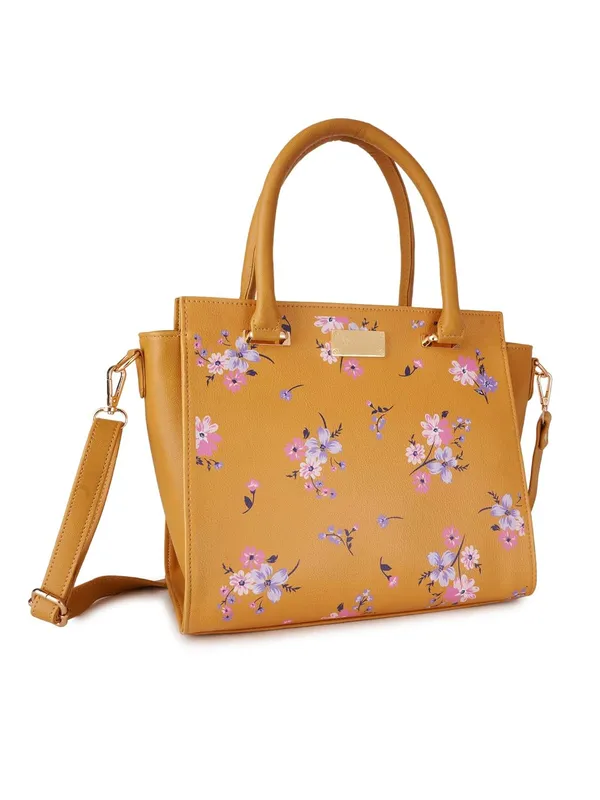 Mustard_Premium_Quality_Vegan_Leather_Flower_Print_Handbag_For_Women