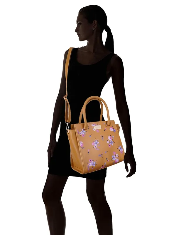 Mustard_Premium_Quality_Vegan_Leather_Flower_Print_Handbag_For_Women