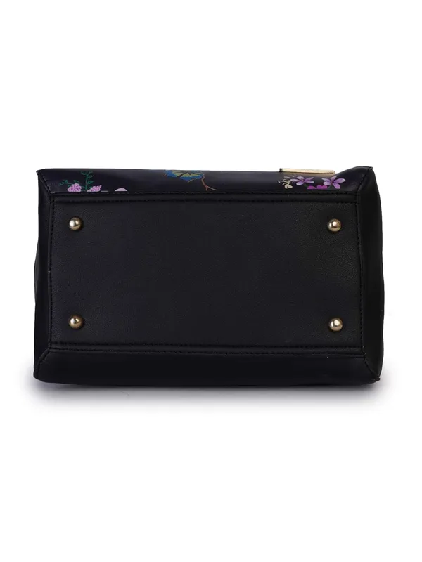 Black_Premium_Quality_Vegan_Leather_Flower_Print_Handbag_For_Women