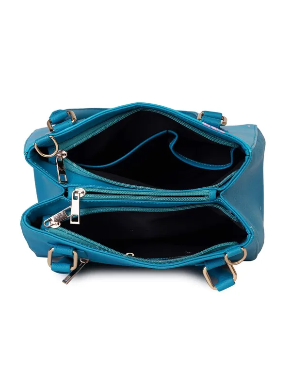 Turquoise_Premium_Quality_Vegan_Leather_Flower_Print_Handbag_For_Women