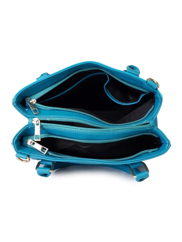 Turquoise_Premium_Quality_Vegan_Leather_Flower_Print_Handbag_For_Women