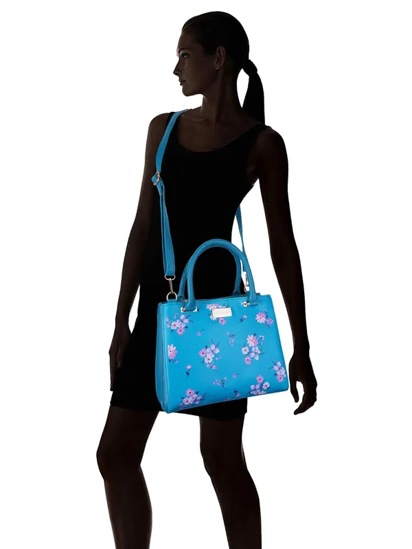 Turquoise_Premium_Quality_Vegan_Leather_Flower_Print_Handbag_For_Women