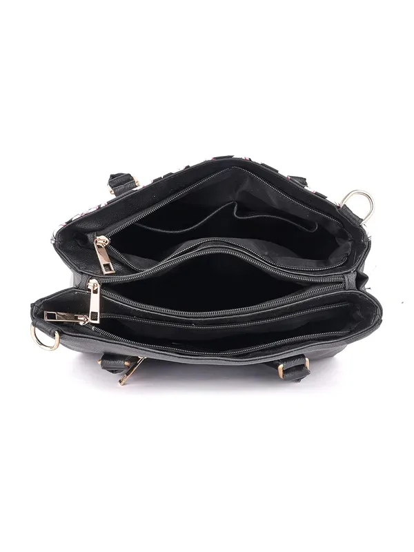 Black_Premium_Quality_Faux_Leather_Flower_Print_Handbag_For_Women