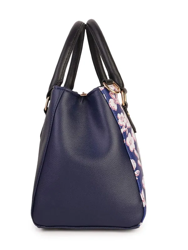 Blue_Premium_Quality_Vegan_Leather_Flower_Print_Handbag_For_Women