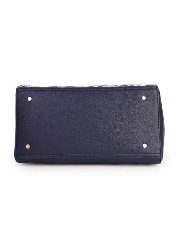 Blue_Premium_Quality_Vegan_Leather_Flower_Print_Handbag_For_Women