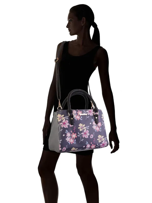 Blue_Premium_Quality_Faux_Leather_Flower_Print_Handbag_For_Women