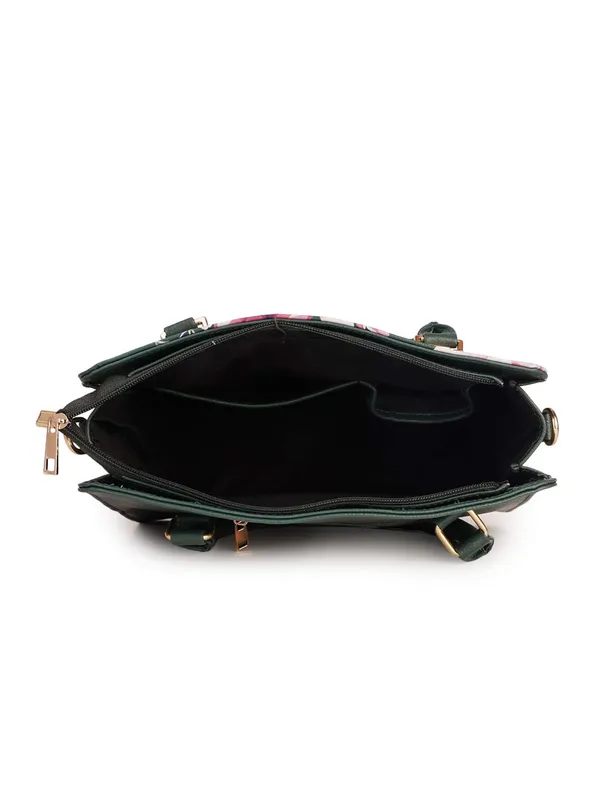 Green_Premium_Quality_Vegan_Leather_Multi-Flower_Print_Handbag_For_Women
