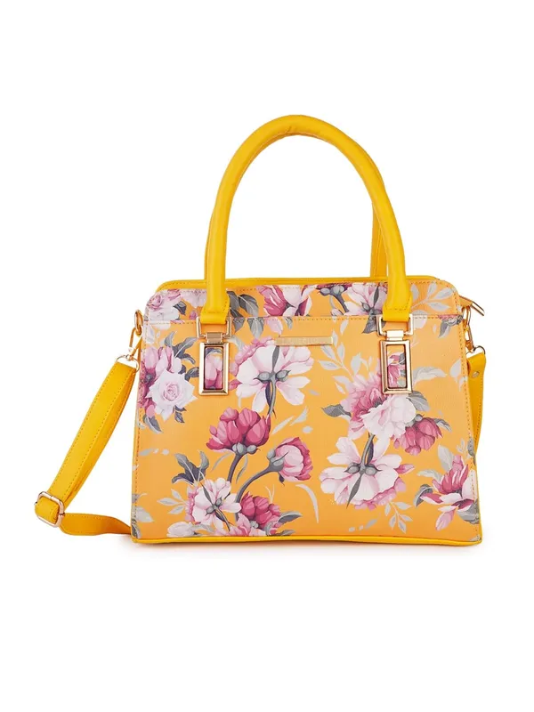 Yellow_Premium_Quality_Faux_Leather_Flower_Print_Handbag_For_Women