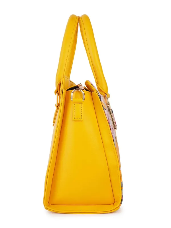 Yellow_Premium_Quality_Faux_Leather_Flower_Print_Handbag_For_Women