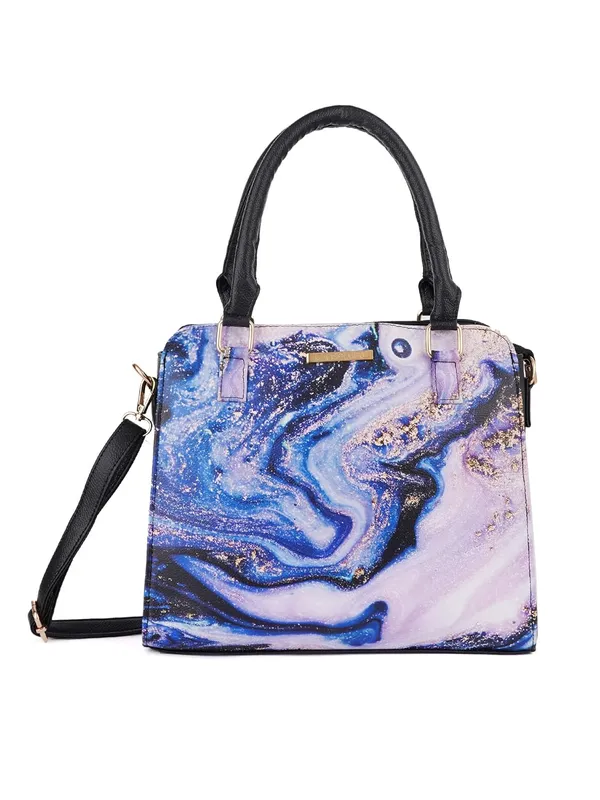 Blue_Premium_Quality_Faux_Leather_Marble_Print_Handbag_For_Women