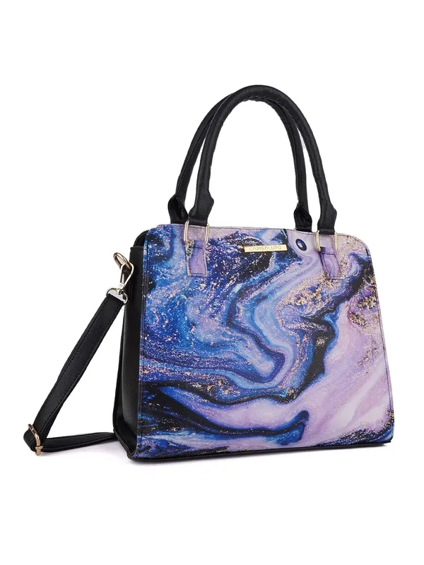 Blue_Premium_Quality_Faux_Leather_Marble_Print_Handbag_For_Women
