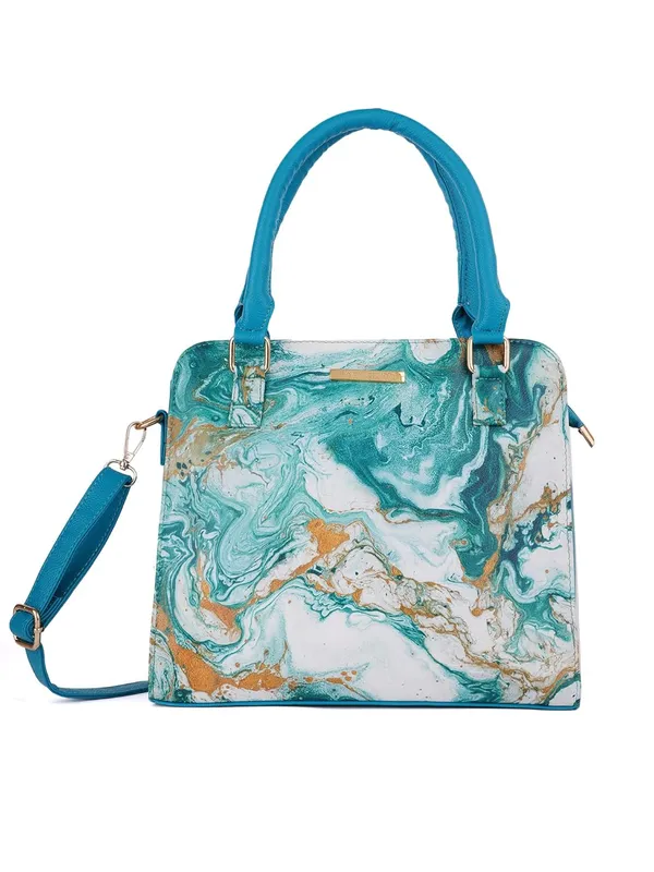Blue_Premium_Quality_Faux_Leather_Marble_Print_Handbag_For_Women