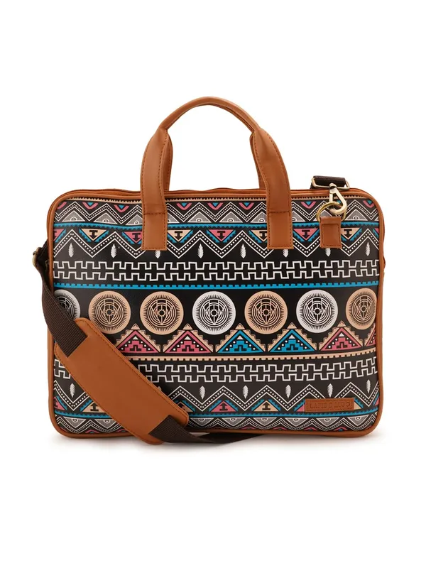 Tan_Premium_Quality__Unisex_Upto_15.6"_Printed_Laptop_Sleeve_Bag_With_Handel/Belt_For_Women