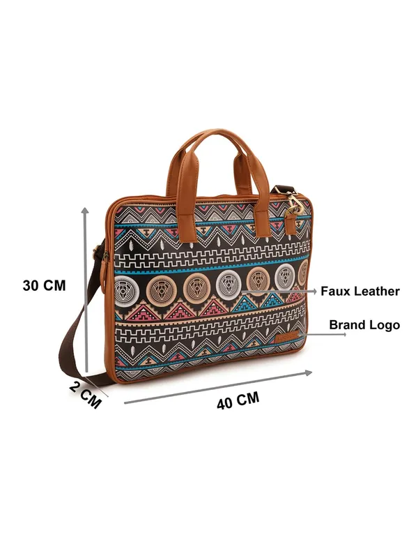 Tan_Premium_Quality__Unisex_Upto_15.6"_Printed_Laptop_Sleeve_Bag_With_Handel/Belt_For_Women
