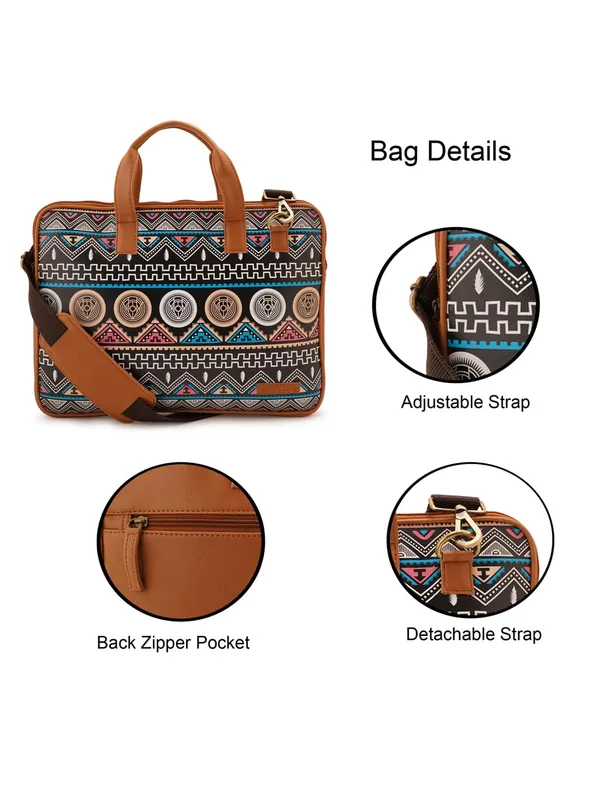 Tan_Premium_Quality__Unisex_Upto_15.6"_Printed_Laptop_Sleeve_Bag_With_Handel/Belt_For_Women