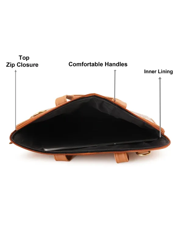 Tan_Premium_Quality__Unisex_Upto_15.6"_Printed_Laptop_Sleeve_Bag_With_Handel/Belt_For_Women