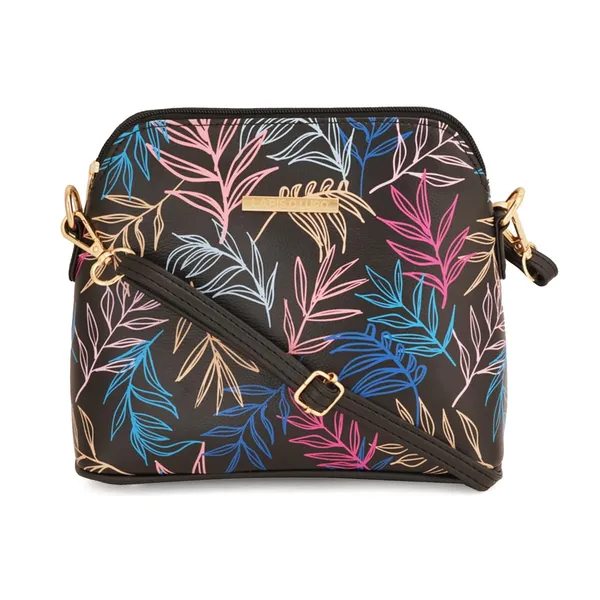 Black_Premium_Quality_Leaf_Print_Sling_Bag_For_Women