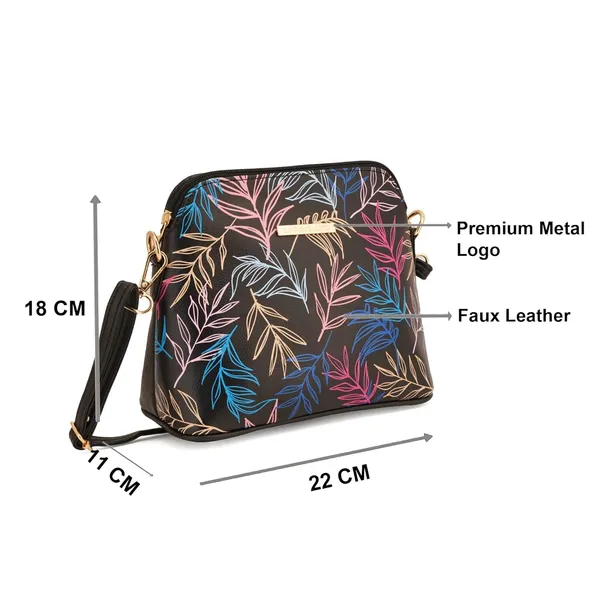 Black_Premium_Quality_Leaf_Print_Sling_Bag_For_Women