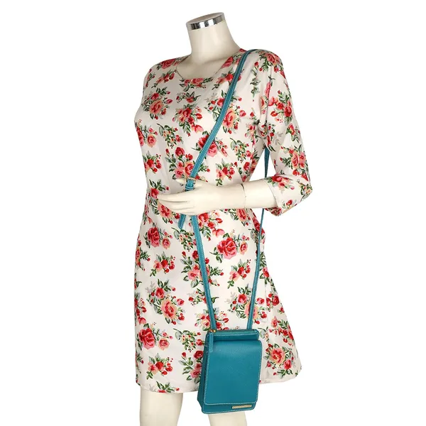 Turquoise_Premium_Quality__Czechsynthetic_Mobile_Sling_Bag_For_Women