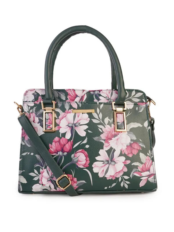 Green_Premium_Quality_Vegan_Leather_Multi-Flower_Print_Handbag_For_Women