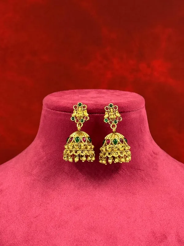 Gold_Plated_Long_Necklace_And_Earrings_Set_|_South_Indian_Jewellery
