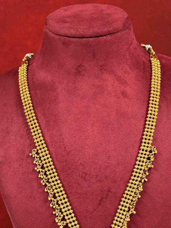 Gold_Plated_Long_Necklace_And_Earrings_Set_|_South_Indian_Jewellery