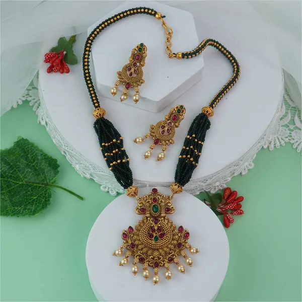 Green_Alloy_Premium_Earring_&_Pendant_Set_|_South_Indian_Jewellery