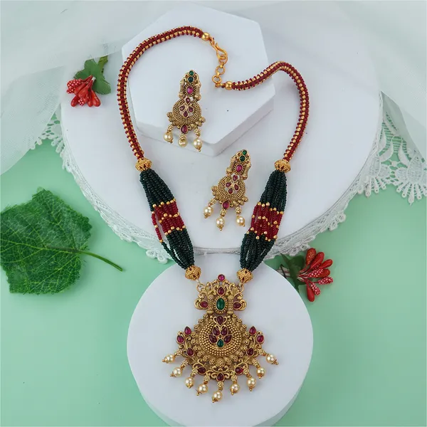Multicolor_Alloy_Premium_Earring_&_Pendant_Set_|_South_Indian_Jewellery