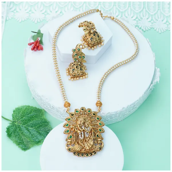 Green_Alloy_Premium_Earring_&_Pendant_Set_|_South_Indian_Jewellery