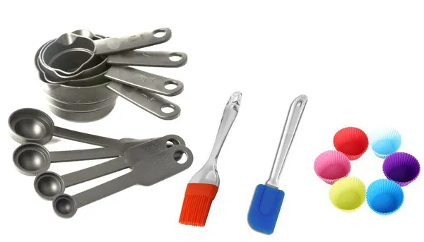Set_of_8_Pcs___Kitchen_Bakeware_Tools_Set_Of_Measuring_Cups_Spoons__With_Silicone_Brush_And_Spatula,_6_Pcs_Silicone_Cupcake_Muffin_Molds_For_Microwave_Oven
