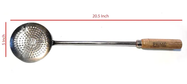 Iron_Boondi/Poori_Skimmer_Frying_Strainer_With_Wooden_Handle_(Medium)
