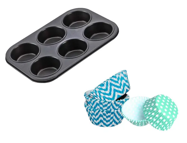 Cake_Baking_Pan_(Half_Kg)_Non_Stick_Muffin_Tray_(6_Slots)_100_Pcs_Paper_Cups_Silicone_Spatula_And_Brush