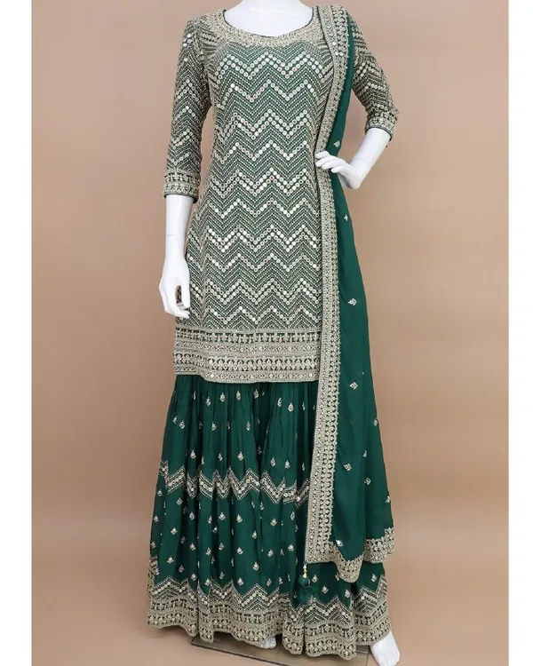Bottle_Green_Colored_Sharara_Suits
