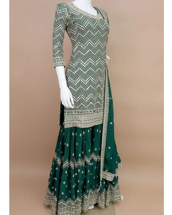 Bottle_Green_Colored_Sharara_Suits