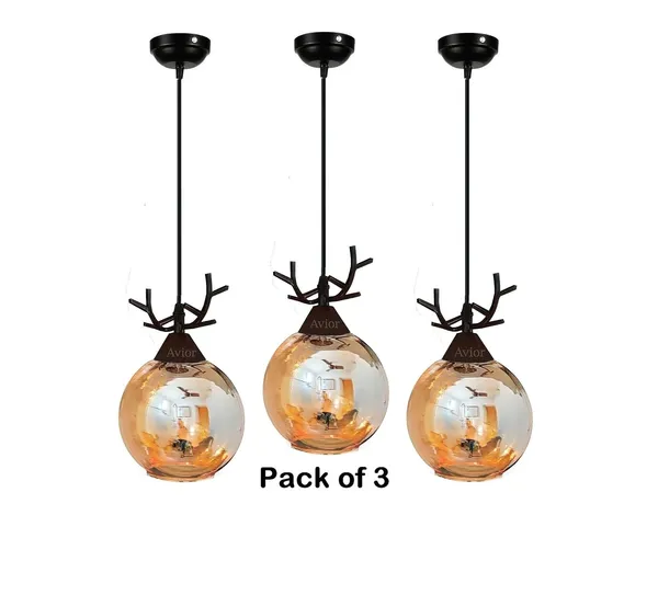 Avior_Brown_Luster_Glass_Deer_Shape_Hanging_Light_For_Bedroom,_Pendant_Lamp_For_Living_Room_And_Restaurants_Lights_(Pack_Of_3)