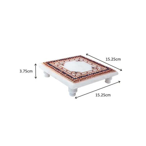 Multicolor_Embellished_Kundans_Marble_Chowki_,6_Inch