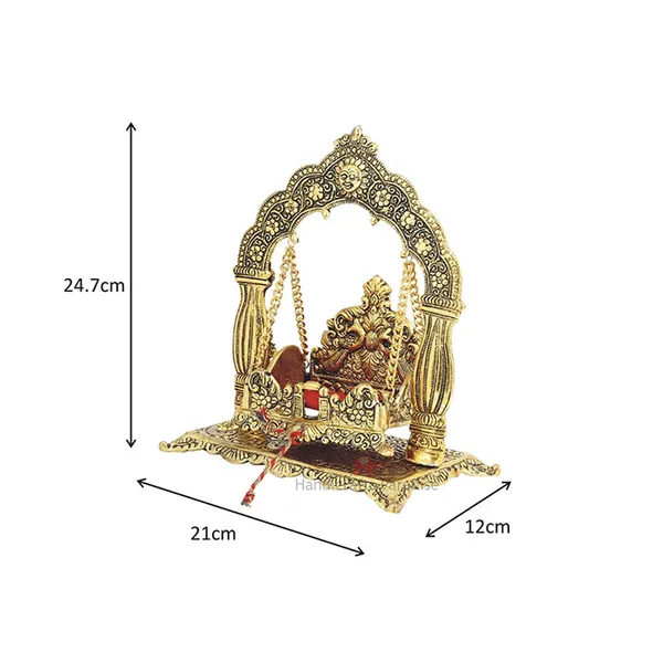 Golden_Aluminum_Nand_Gopal_Palana_Showpiece,_9.5_Inch