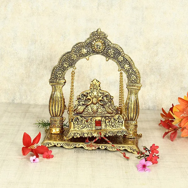 Golden_Aluminum_Nand_Gopal_Palana_Showpiece,_9.5_Inch