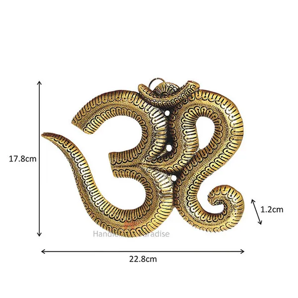 Golden_Metal_Wall_Hanging_Om_Shaped_With_Ganesha_Motiff_,_7_Inch