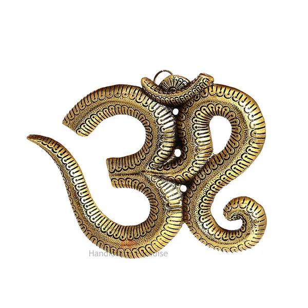 Golden_Metal_Wall_Hanging_Om_Shaped_With_Ganesha_Motiff_,_7_Inch