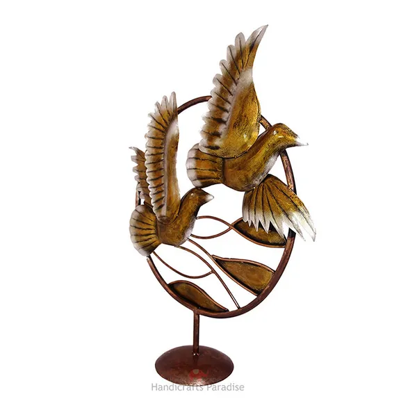 Golden_Wrought_Iron_Birds_In_Circular_Frame_Showpiece_For_Home_Decor,_27_Inch