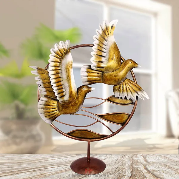 Golden_Wrought_Iron_Birds_In_Circular_Frame_Showpiece_For_Home_Decor,_27_Inch