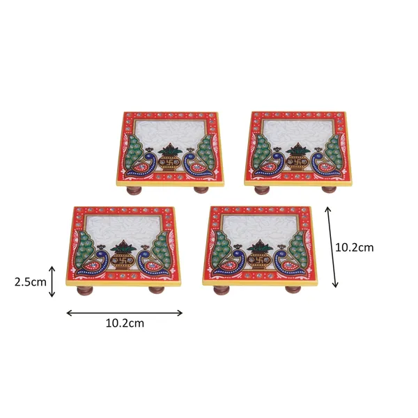 Multicolor_Marble_Chowki_For_Puja,_4_Inch__(Set_Of_4_Pc)