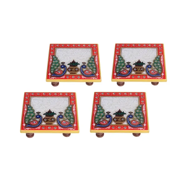Multicolor_Marble_Chowki_For_Puja,_4_Inch__(Set_Of_4_Pc)